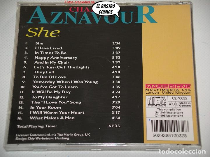 CDs de m&uacute;sica: Charles Aznavour, She, CD Mastertone, 1995, excelente estado - Foto 2