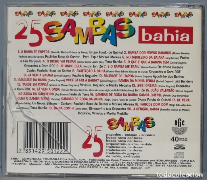 CDs de m&uacute;sica: CD. 25 SAMBAS. BAHIA - Foto 2