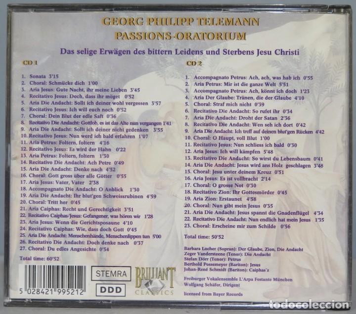 CDs de m&uacute;sica: 2 CD. TELEMANN. PASSIONS-ORATORIUM - Foto 2