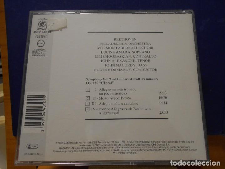 CDs de m&uacute;sica: BEETHOVEN. SYMPHONY N&ordm; 9 CHORAL. PHILADELPHIA ORCHESTRA. EUGENE ORMANDY. COMPACTO. - Foto 2