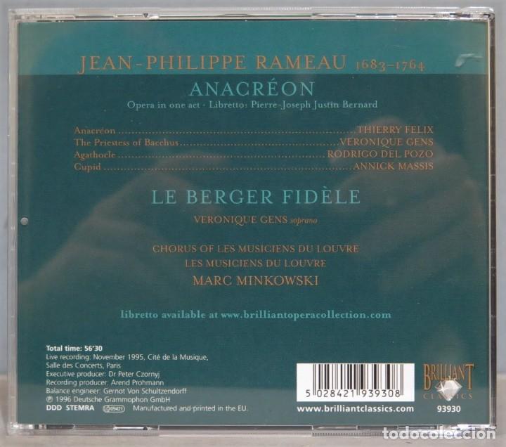 CDs de m&uacute;sica: CD. ANACREON. RAMEAU - Foto 2
