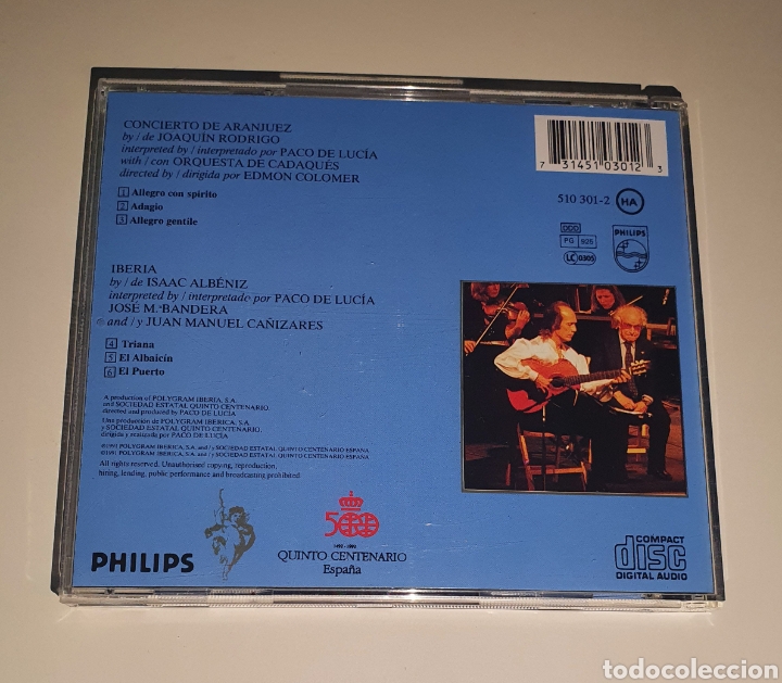 CDs de m&uacute;sica: PACO DE LUC&Iacute;A / CD / CONCIERTO DE ARANJUEZ - Foto 3