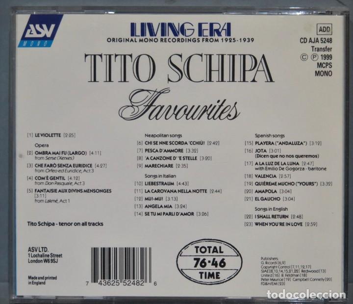 CDs de m&uacute;sica: CD. FAVOURITES. TITO SCHIPA - Foto 2