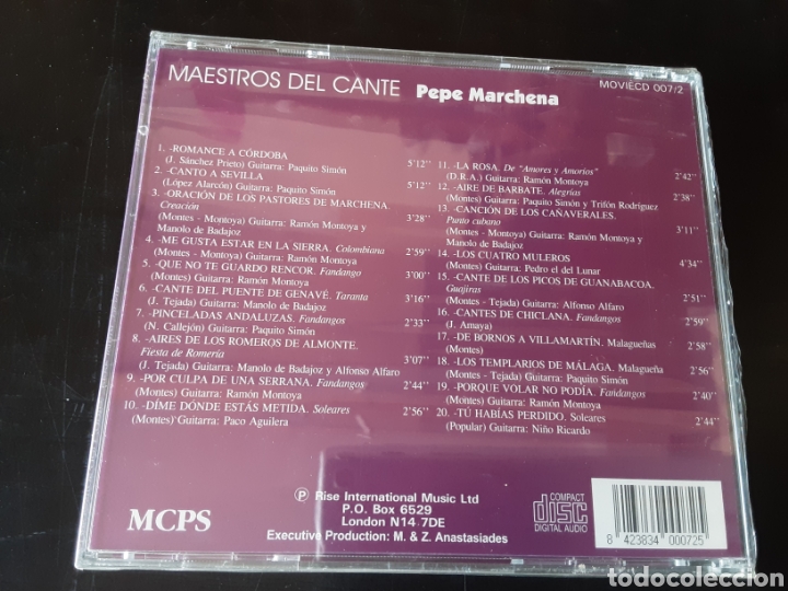 CDs de m&uacute;sica: Pepe Marchena. Los maestros del cante. - Foto 3