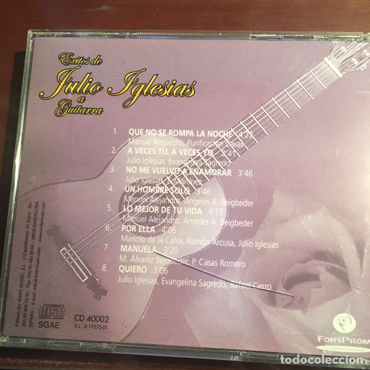 CDs de m&uacute;sica: CD &Eacute;XITOS DE JULIO IGLESIAS A LA GUITARRA - Foto 2