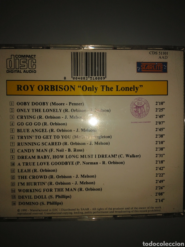 CDs de m&uacute;sica: Roy orbison only the lonely - Foto 2