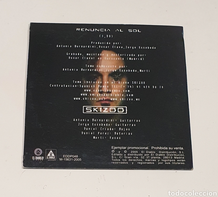 CDs de m&uacute;sica: SKIZOO / CD SINGLE PROMO / RENUNCIA AL SOL - Foto 2