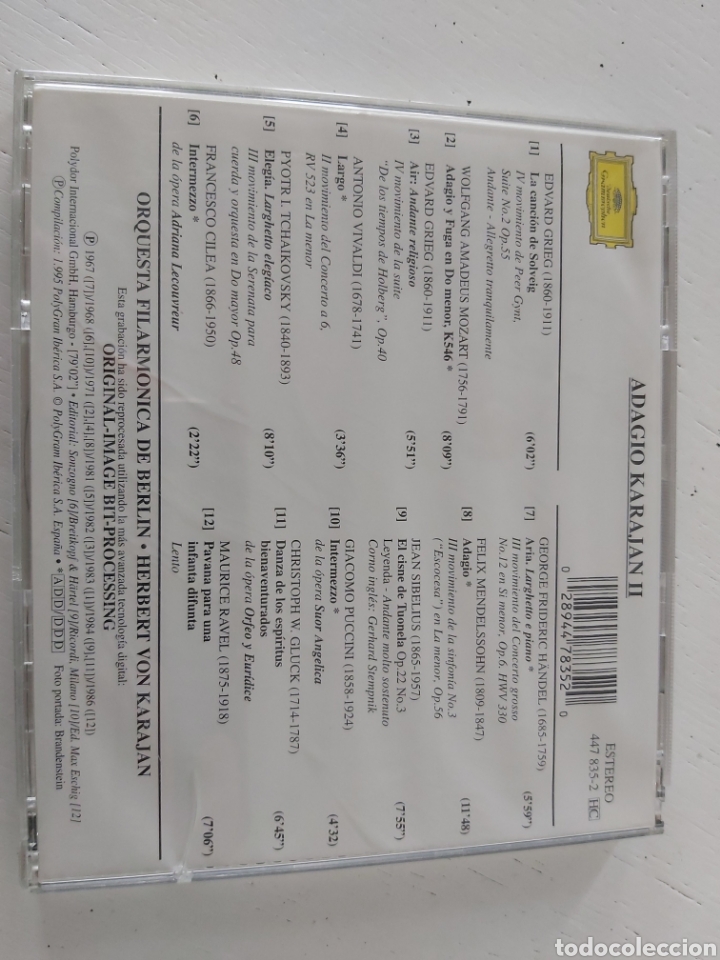 CDs de m&uacute;sica: ADAGIO. KARAJAN. II. CD. - Foto 2