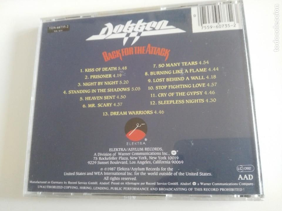 CDs de m&uacute;sica: DOKKEN - BACK FOR THE ATTACK- 1987 - Foto 3