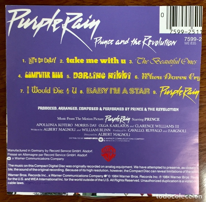 CDs de m&uacute;sica: Prince. Purple Rain. CD. - Foto 2