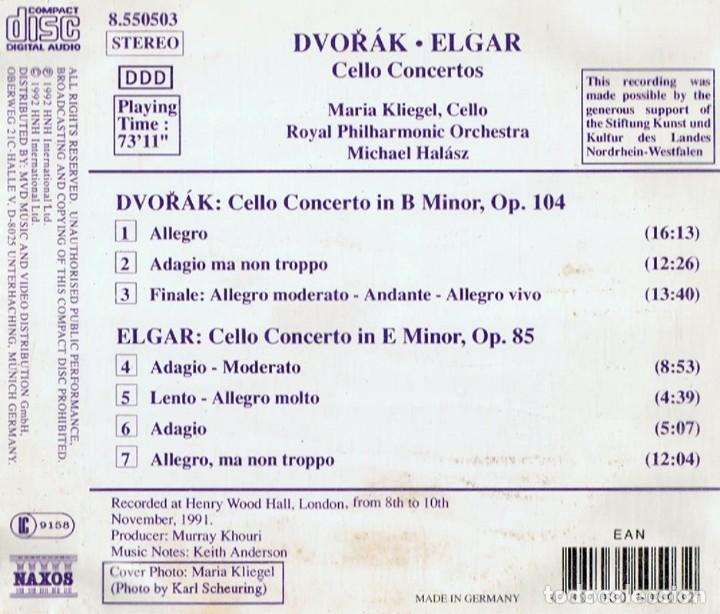 CDs de m&uacute;sica: DVOR&Aacute;K - ELGAR &uml;CELLO CONCERTOS&uml; (CD) - Foto 2