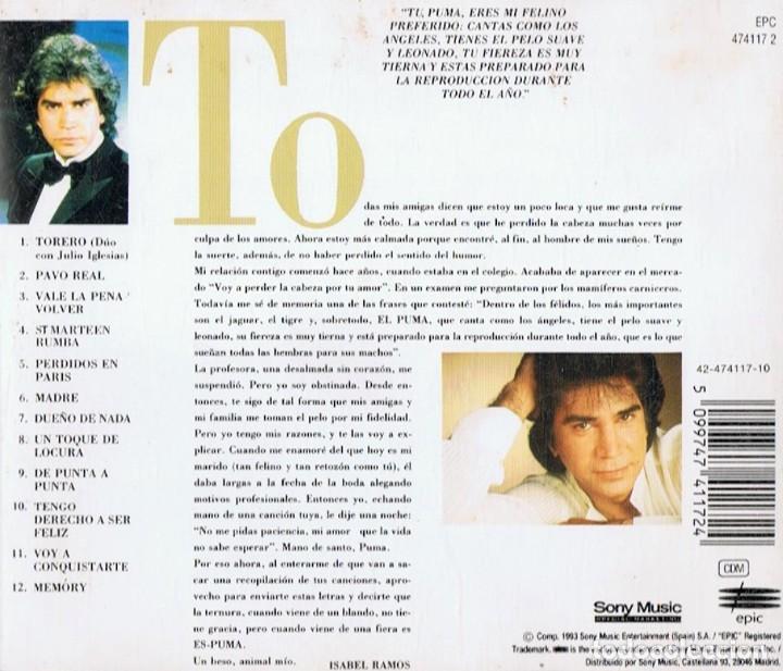 CDs de m&uacute;sica: JOS&Eacute; LUIS RODRIGUEZ &uml;QUERIDO PUMA&uml; (CD) - Foto 2