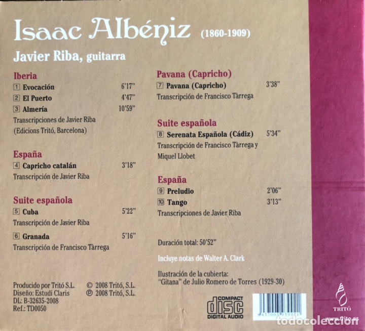 CDs de m&uacute;sica: Alb&eacute;niz, Javier Riba, guitarra - Foto 2