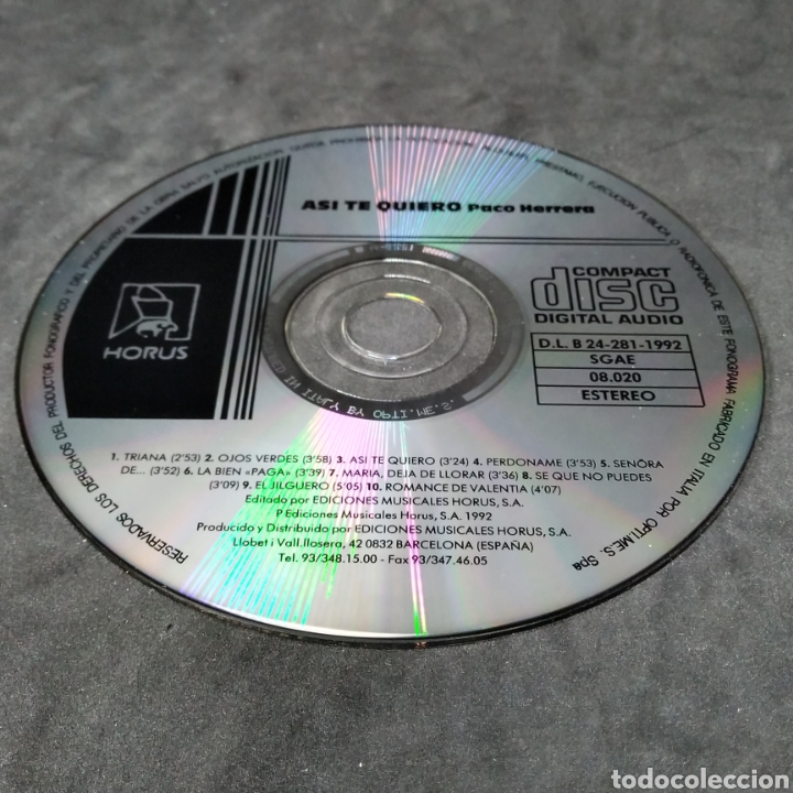 CDs de m&uacute;sica: PACO HERRERA - AS&Iacute; TE QUIERO - CD - 1992 - Foto 6