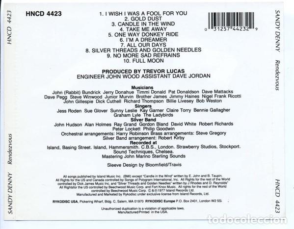 CDs de m&uacute;sica: Sandy Denny - Rendezvous - CD - Foto 2
