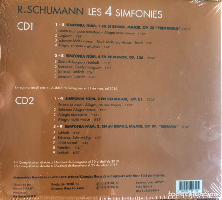 CDs de m&uacute;sica: Schumann, &ldquo;las 4 sinfon&iacute;as&rdquo;, Noseda, Ode Cadaqu&eacute;s, 2 cds - Foto 2