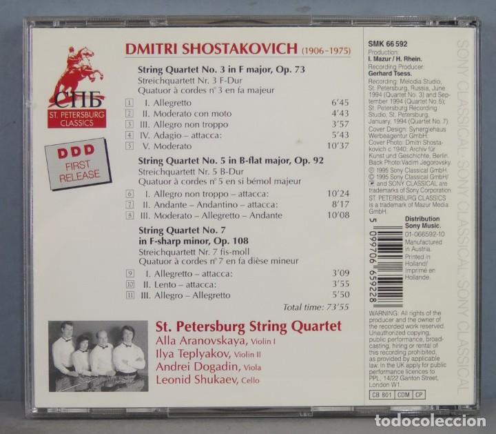 CDs de m&uacute;sica: CD. String Quartets Nos. 3, 5 & 7. SHOSTAKOVICH - Foto 2