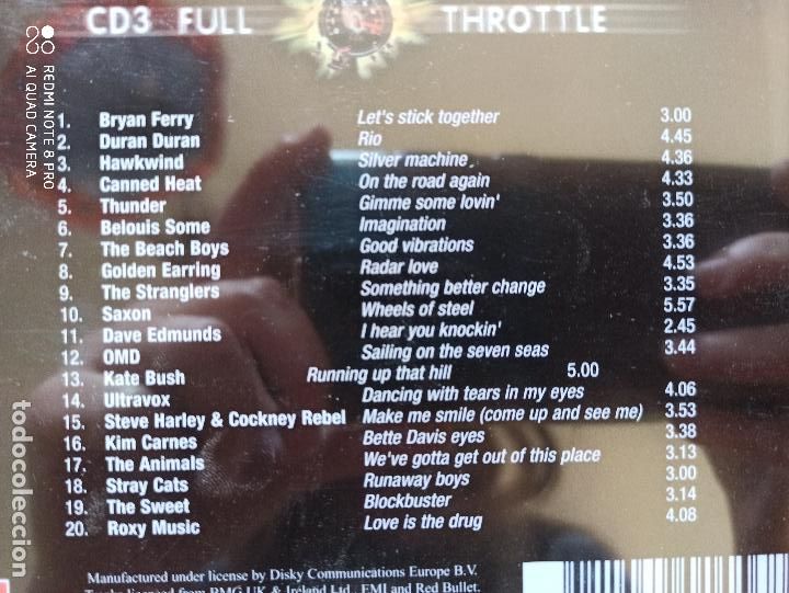 CDs de m&uacute;sica: CD FULL THROTTLE - CD 3 - 20 ORIGINAL DRIVING CLASSICS (5I) - Foto 3