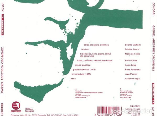 CDs de m&uacute;sica: Oskorri - Gabriel Arestiren Oroimenez - CD - Foto 2