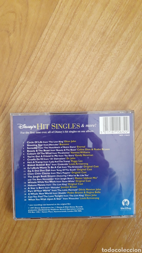 CDs de m&uacute;sica: HITS SINGLES & MORE. WALT DISNEY - Foto 2