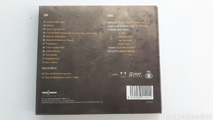 CDs de m&uacute;sica: CD + DVD DAVID BISBAL- PREMONICI&Oacute;N - 2006 - Foto 3