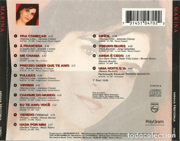 CDs de m&uacute;sica: Marina Lima - Minha Hist&oacute;ria - Foto 2