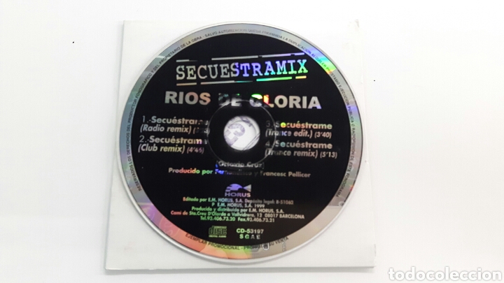 CDs de m&uacute;sica: CD SINGLE SECUESTRAMIX - R&Iacute;OS DE GLORIA - - Foto 2