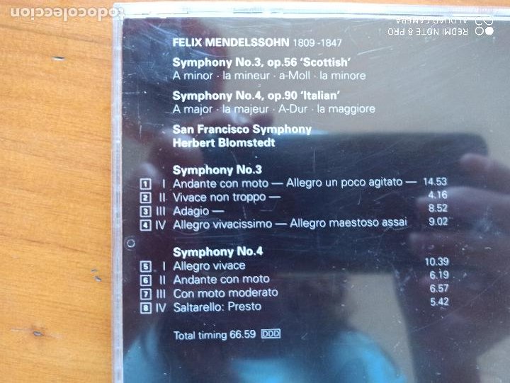 CDs de Música: CD MENDELSSOHN: SYMPHONIES 3 & 4 - SAN FRANCISCO SYMPHONY / HERBERT BLOMSTEDT (9G) - Foto 2 - 263692295