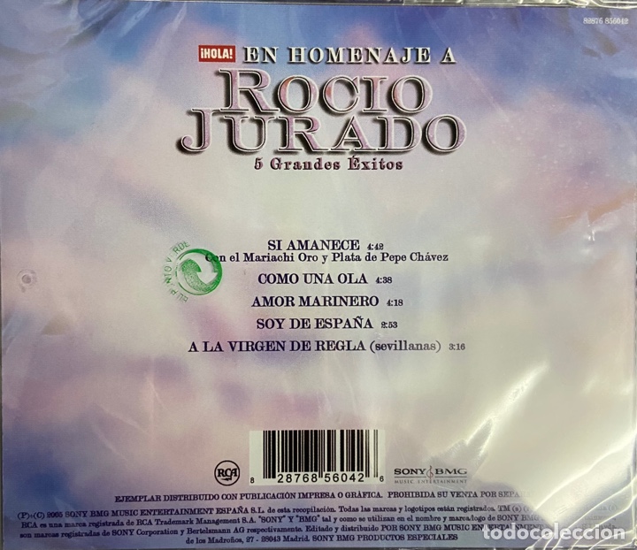 CDs de m&uacute;sica: Roc&iacute;o Jurado. 5 Grandes &Eacute;xitos. - Foto 2