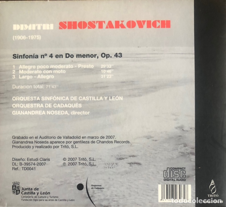 CDs de m&uacute;sica: Shostakovich, &rdquo;Sinfonia 4&rdquo;, Noseda, Ode Cadaqu&eacute;s - Foto 2