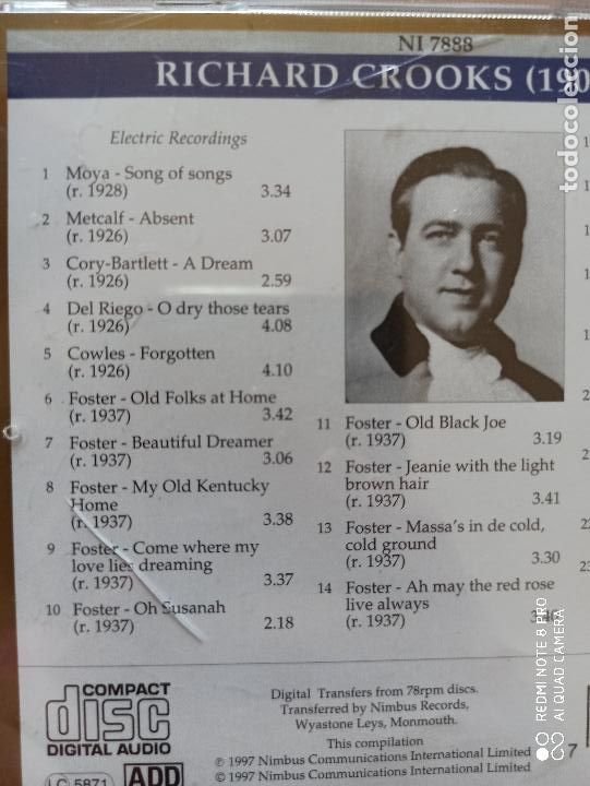 CDs de m&uacute;sica: CD RICHARD CROOKS - PRIMA VOCE (9V) - Foto 2
