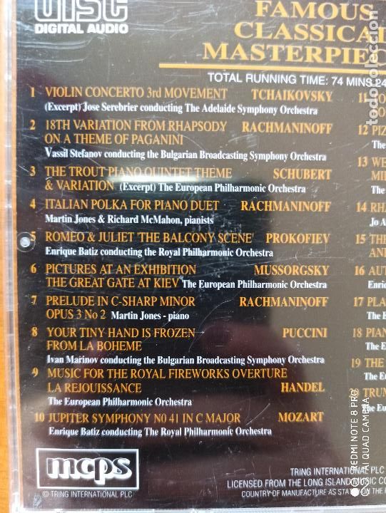 CDs de m&uacute;sica: CD 101 FAMOUS CLASSICAL MASTERPIECES VOL. 3 (AF) - Foto 2