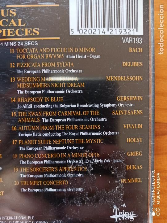 CDs de m&uacute;sica: CD 101 FAMOUS CLASSICAL MASTERPIECES VOL. 3 (AF) - Foto 3