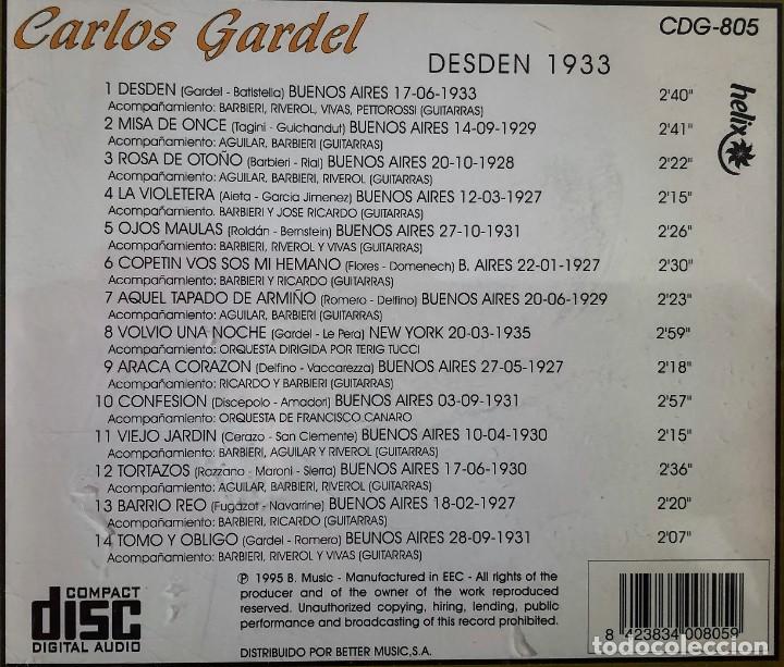CDs de m&uacute;sica: CARLOS GARDEL. DESD&Eacute;N 1933. CD - Foto 2