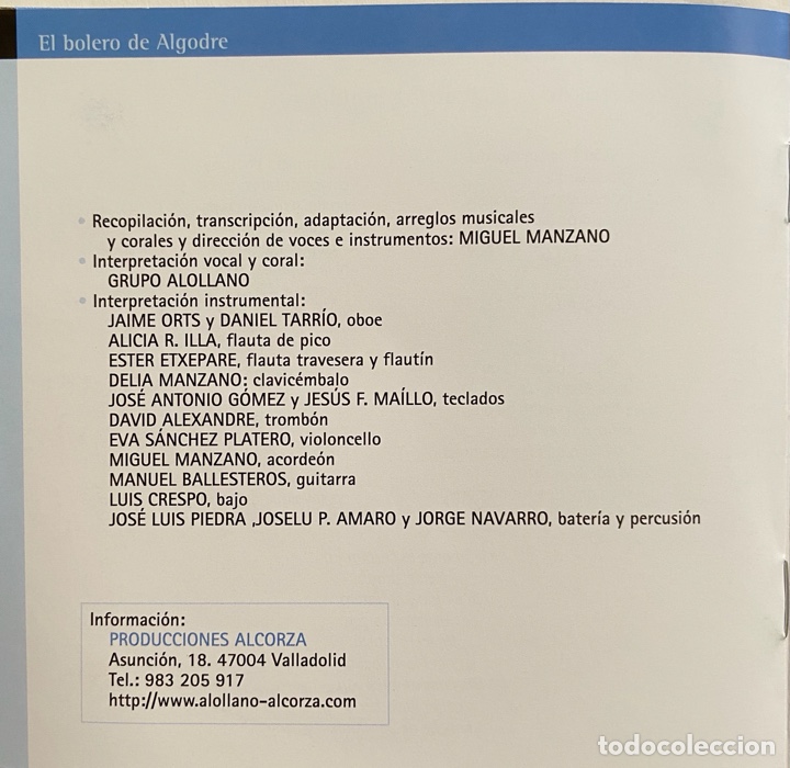 CDs de m&uacute;sica: CD. EL BOLERO DE ALGODRE - Foto 5