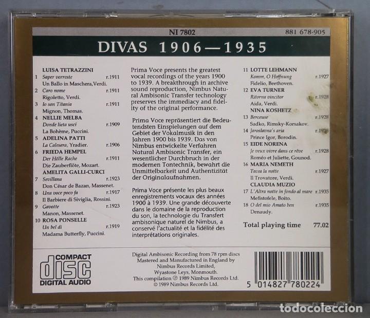 CDs de m&uacute;sica: CD. Divas. 1906-1935. PRIMA VOCE - Foto 2