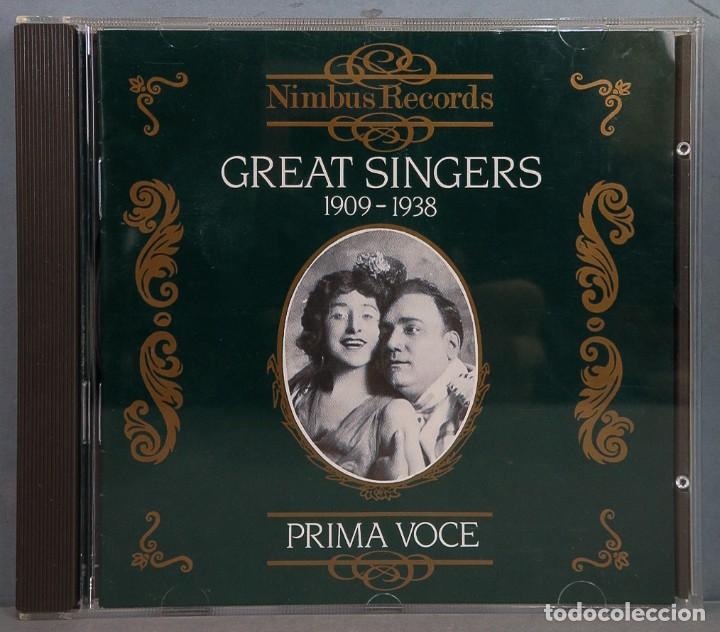 CDs de m&uacute;sica: CD. Great Singers 1909-1938. PRIMA VOCE - Foto 1