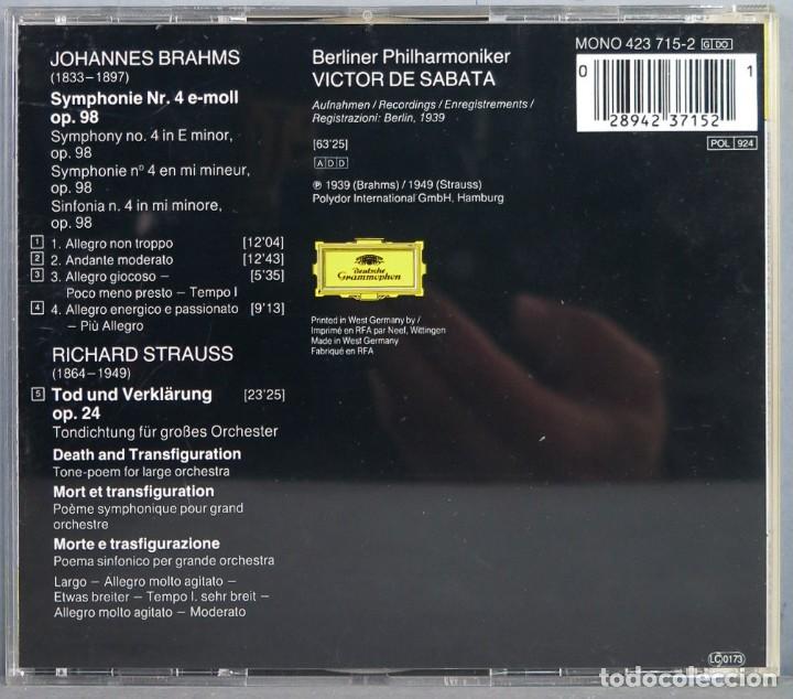 CDs de m&uacute;sica: CD. BRAHMS. SABATA. SYMPHONIE N. 4 - Foto 2