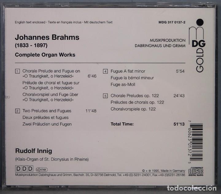 CDs de m&uacute;sica: CD. BRAHMS. COMPLETE ORGAN WORKS - Foto 2