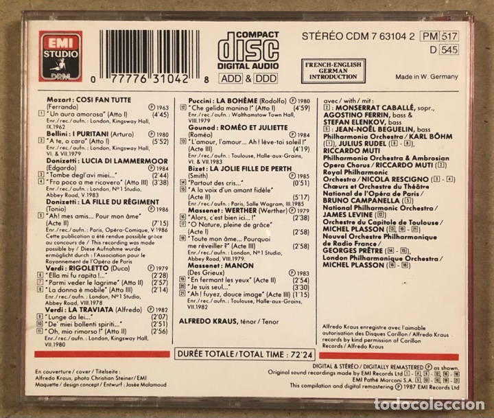 CDs de m&uacute;sica: ALFREDO KRAUS, OPERA ARIAS. CD. EMI 1987. - Foto 3