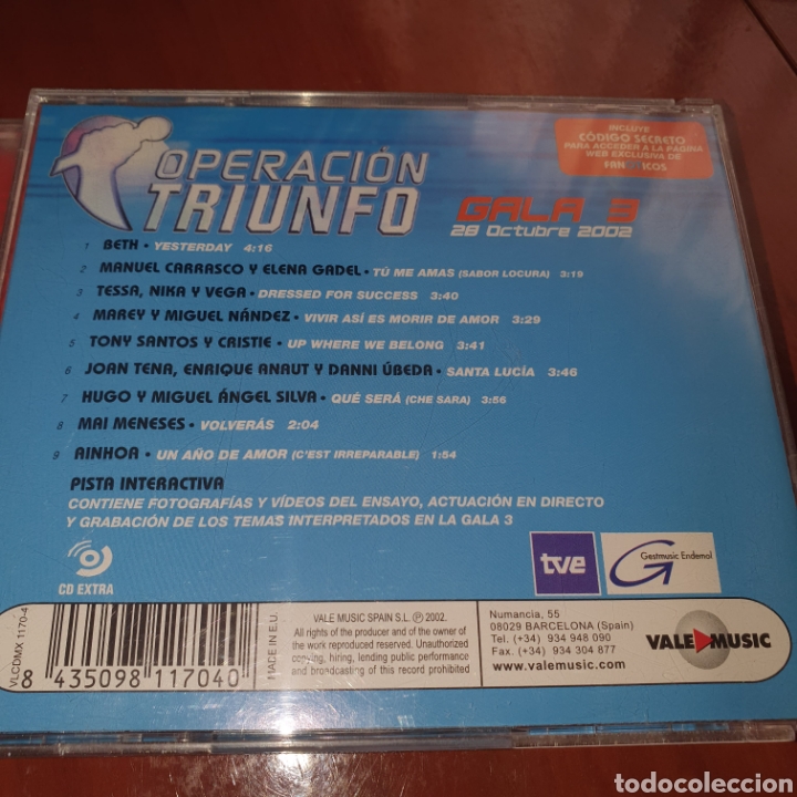 CDs de m&uacute;sica: Operaci&oacute;n triunfo gala 3 2002 - Foto 2
