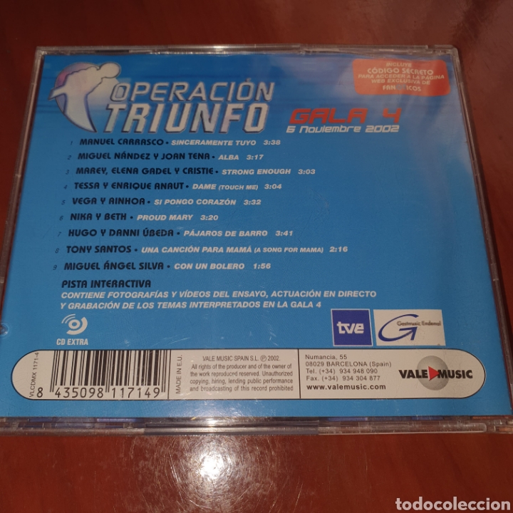 CDs de m&uacute;sica: Operaci&oacute;n triunfo gala 4 2002 - Foto 2