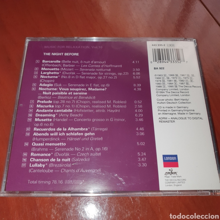 CDs de m&uacute;sica: Relajaci&oacute;n 10 the night before - Foto 2