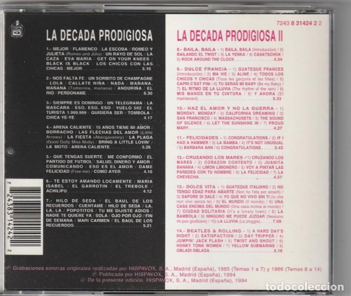CDs de m&uacute;sica: LA DECADA PRODIGIOSA - LA DECADA PRODIGIOSA 1 Y 2 (CD HISPAVOX 1994) 2 AL PRECIO DE 1 - Foto 2