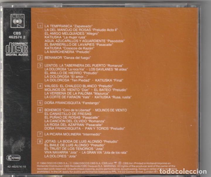 CDs de m&uacute;sica: LUIS COBOS - MAS ZARZUELA (CD CBS 1988) SIN CODIGO DE BARRAS - Foto 2