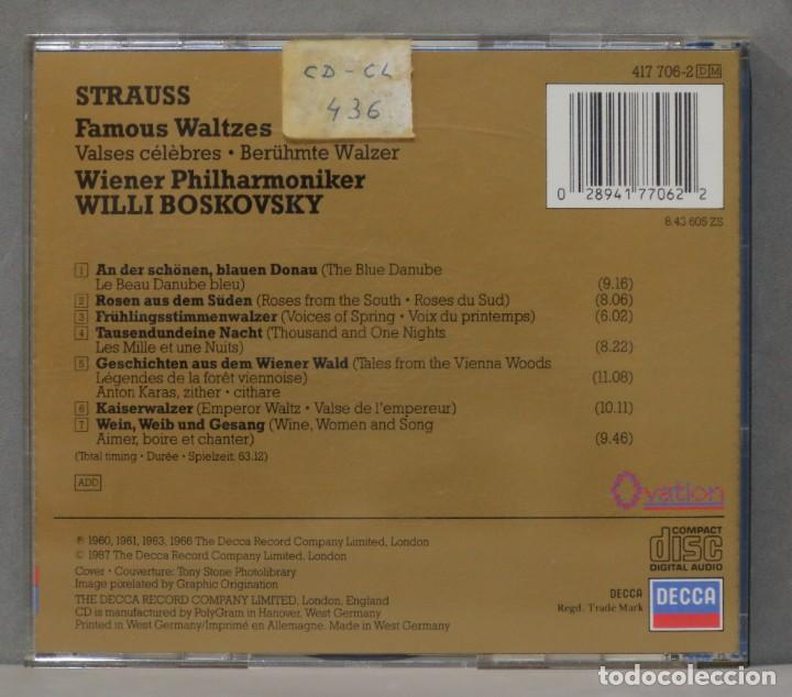 CDs de m&uacute;sica: CD. FAMOUS WALTZES. STRAUSS. BOSKOVSKY - Foto 2