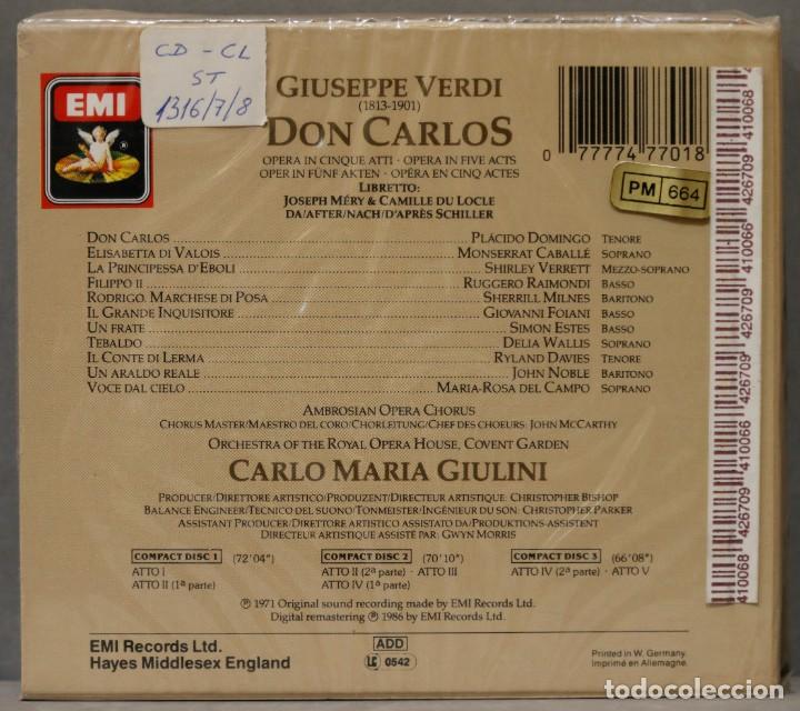 CDs de m&uacute;sica: 3 CD. DON CARLOS. VERDI. GIULINI - Foto 2