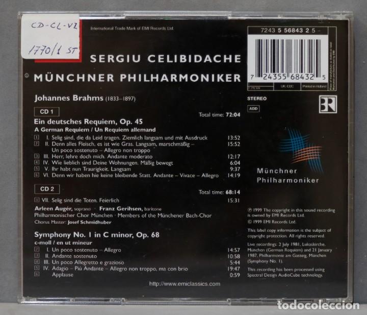 CDs de m&uacute;sica: 2 CD. BRAHMS I. GERMAN REQUIEM. CELIBIDACHE - Foto 2