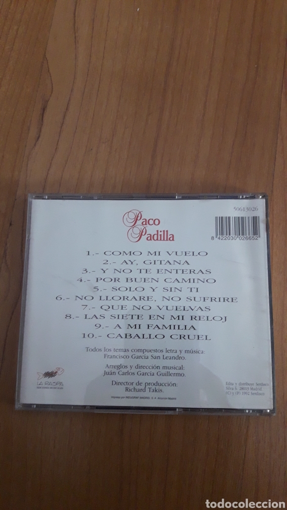 CDs de m&uacute;sica: PACO PADILLA. COMO MI VUELO - Foto 2