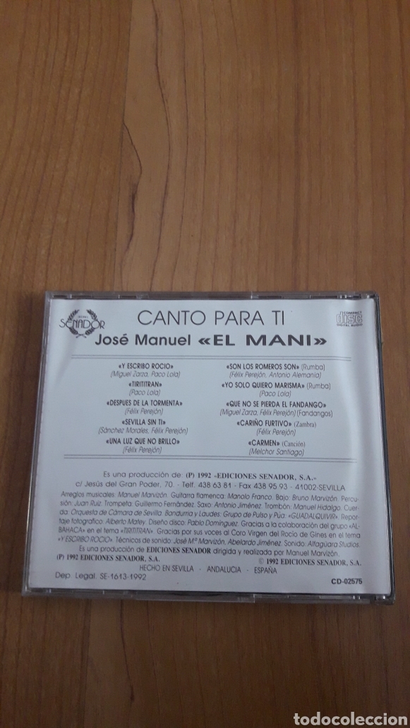 CDs de m&uacute;sica: JOS&Eacute; MANUEL EL MANI. CANTO PARA TI - Foto 2